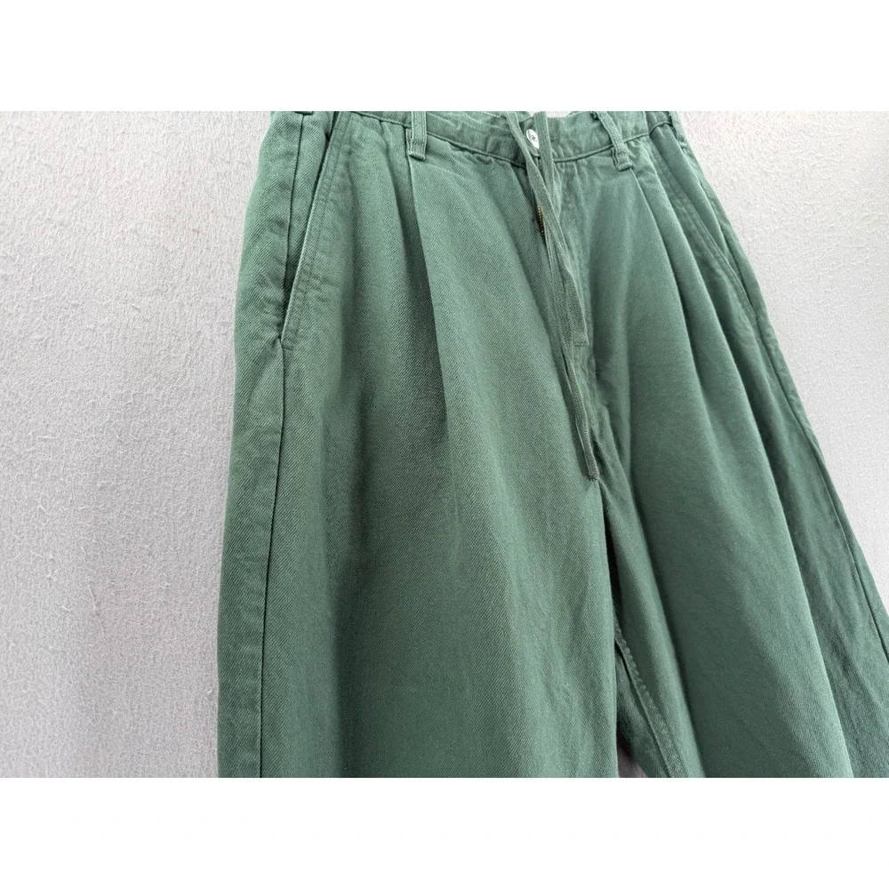 Muji Pants Womens M Green Kapok Pleated High-Waist Trousers Tapered Minimalist - Picture 2 of 13